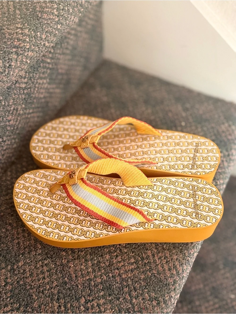 Tory Burch Yellow Platform Flip-Flop Sandals size 8